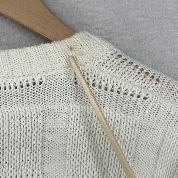 MURRAYS TOGGERY Sweater Women M Textured Windowpane Cotton Off White VTG England - Picture 9 of 12